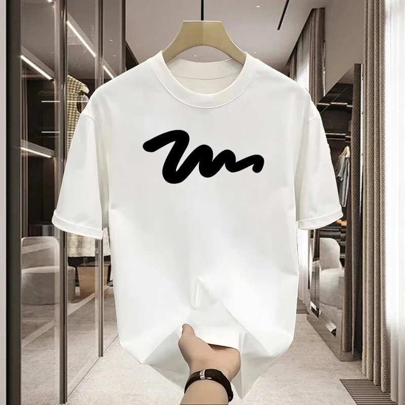 

American trend pattern short-sleeved T-shirt mens summer new pure cotton loose round neck half-sleeved T-shirt