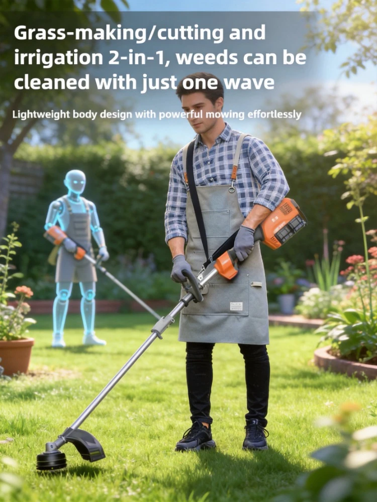 Small Household 40V Cordless Brushless Lawn Mower, Rechargeable Lithium Powered Garden Trimmer