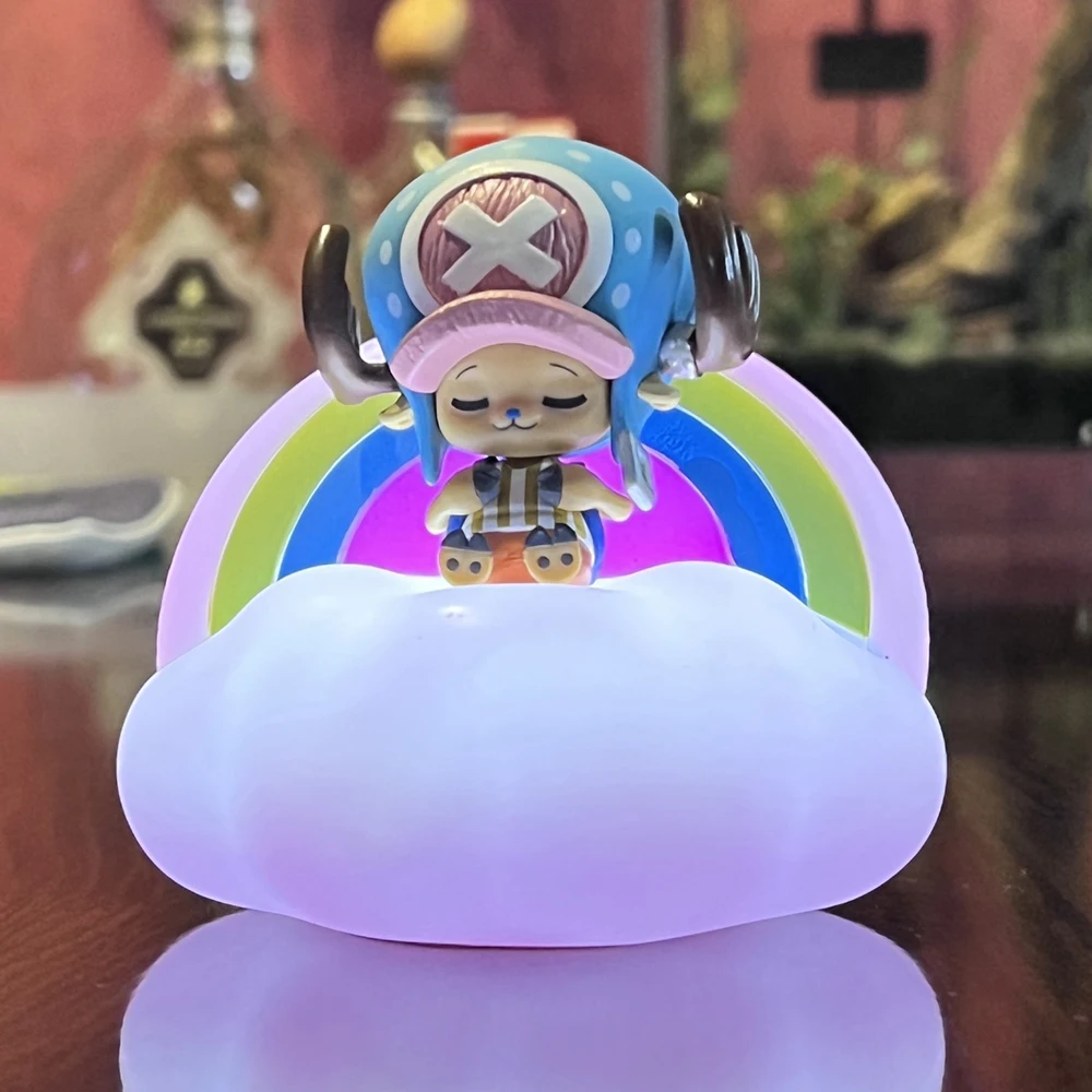 Um pedaço de luz da noite led caixa cega anime luffy zoro nami sanji chopper figura doce série sonho modelo ornamento presentes de natal