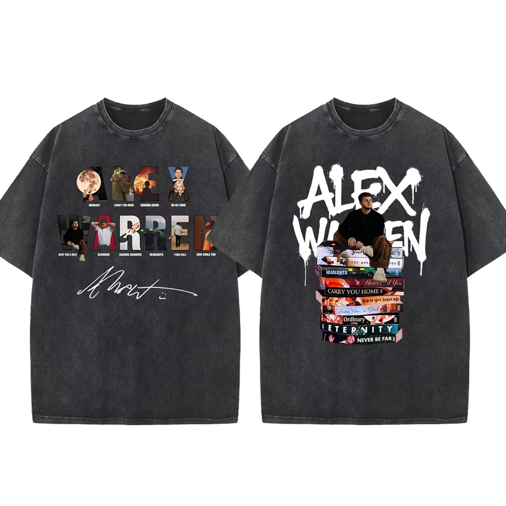 Alex Warren Tour 2026 Washed T-shirt Men Women Hip Hop Short Sleeve Oversized Tee Shirt