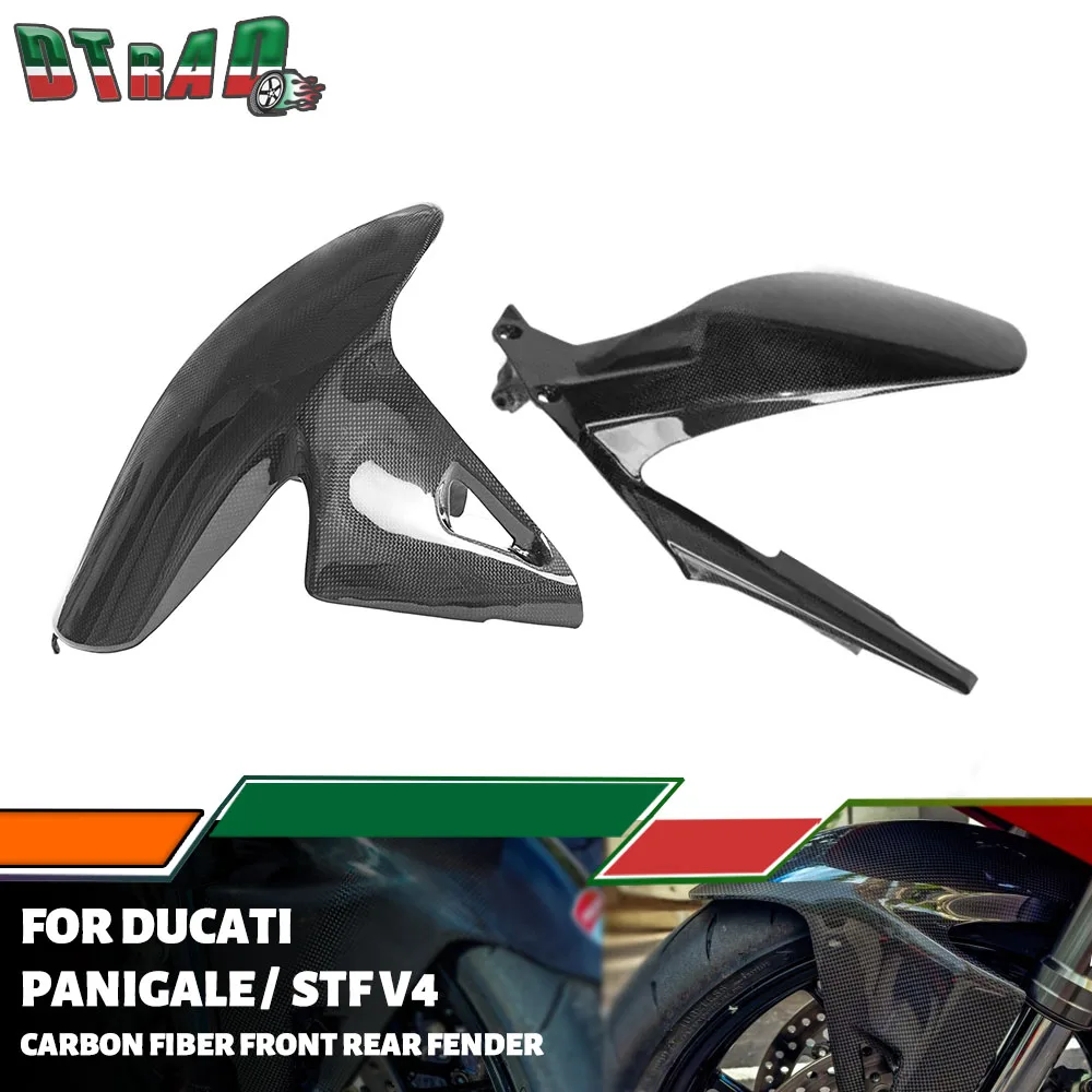 

New For DUCATI Streetfighter / Panigale V4 V4S V4R 2018-2023 2024 Carbon Fiber Front Fender & Rear Hugger Mudguard Splash Guards