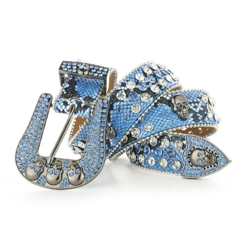 

400A Bling Male Female Jeans Skirt Waist Belt with Buckle Belt Locomotive