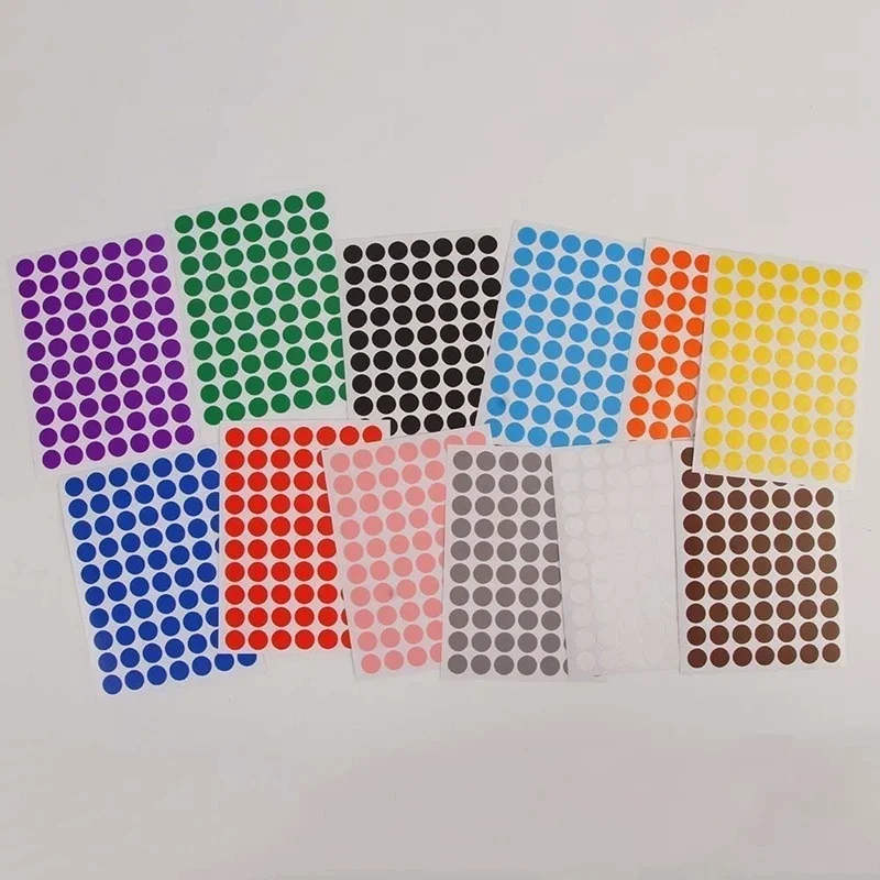 4Sheets Round Spot Circles Sealing Stikers Assorted Colors Colored Sticker Dots Coding Circle Dot Labels Diameter 10mm