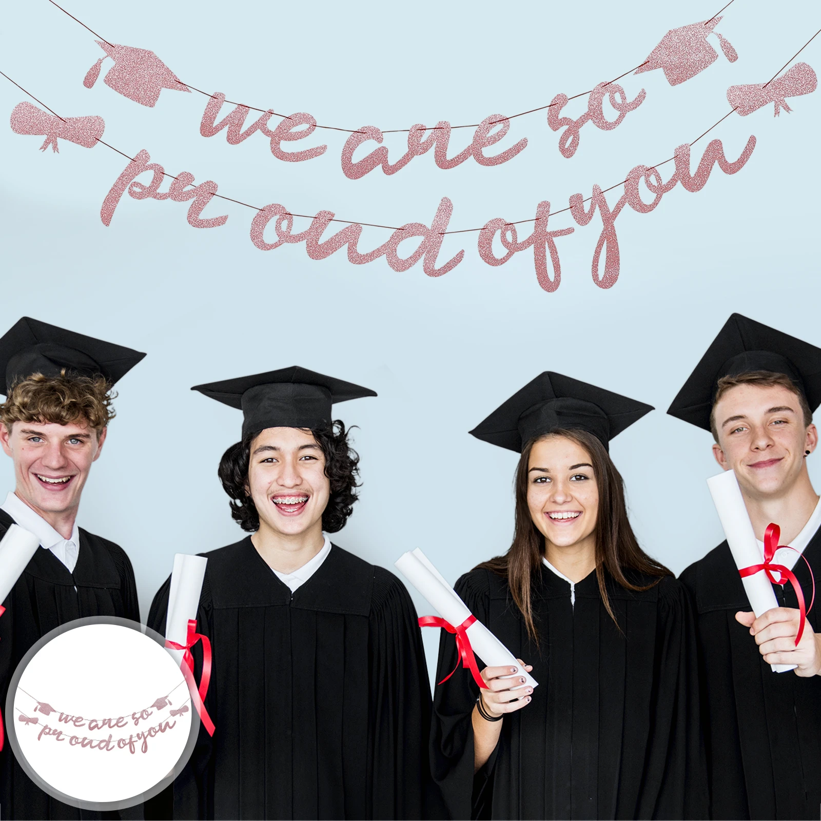 

2pcs Graduation Party Banner Glitter Paper Flag Decoration Premium Material Non Fraying Edges Indoor Outdoor Wall Window Tree