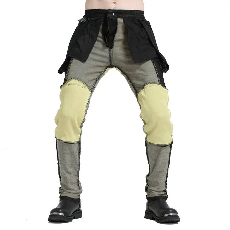 Motorcycle Riding Jeans Pants With Protective Gear Built-in Wear-resistant Fireproof Kevlar Protective Layer On Hips And Knees