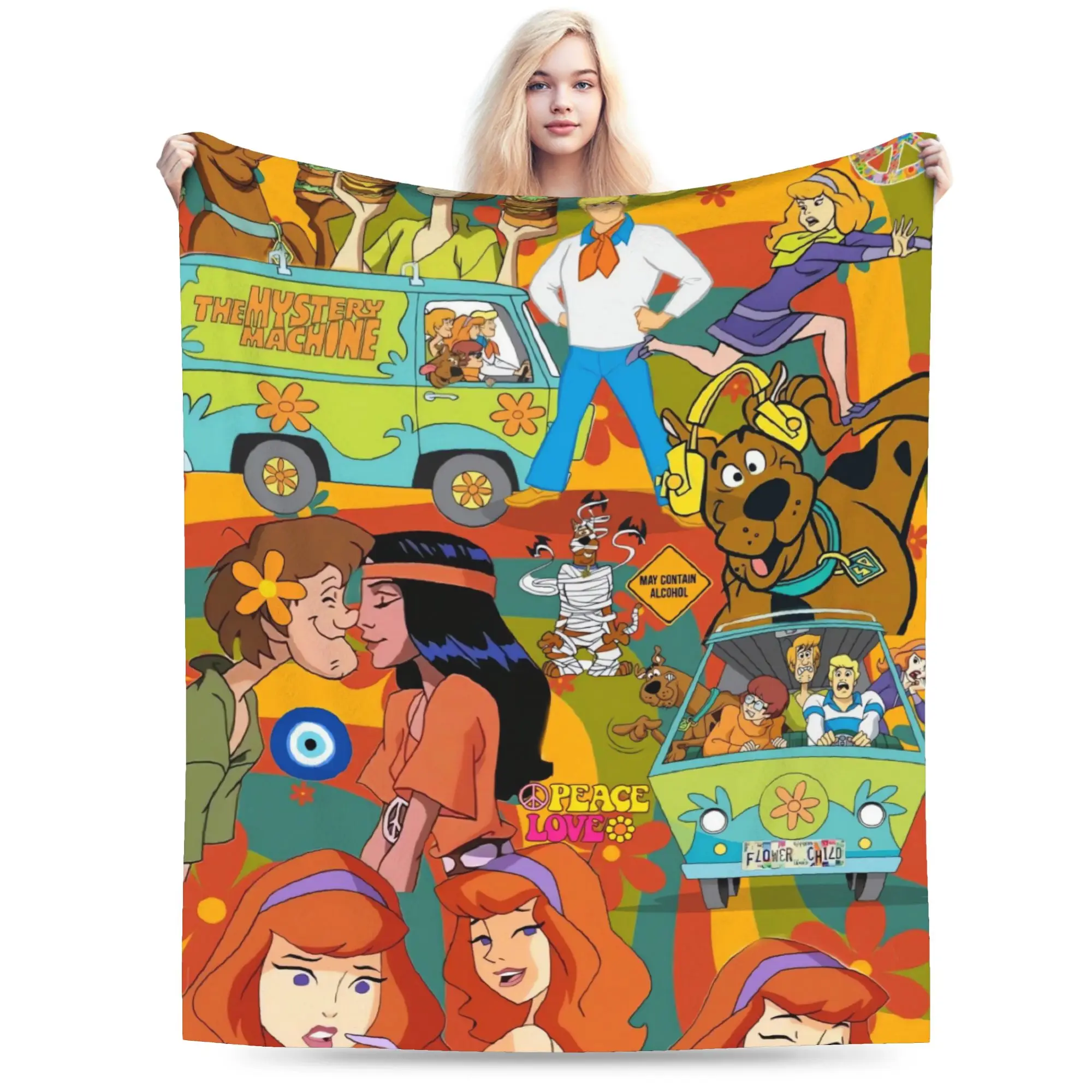 Soft Blankets Girls Boys Decorative Cartoon Halloween Throw Blanket Scoobys Doos Flannel Bedspread For Couch Bed Sofa Bed Cover