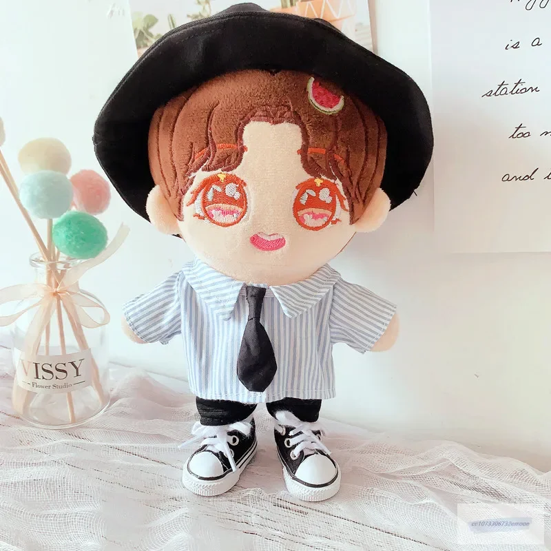 20cm Baby Doll clothes White vest Fisherman hat Plush Doll's Clothes Toy Dolls Accessories for our generation doll accessories