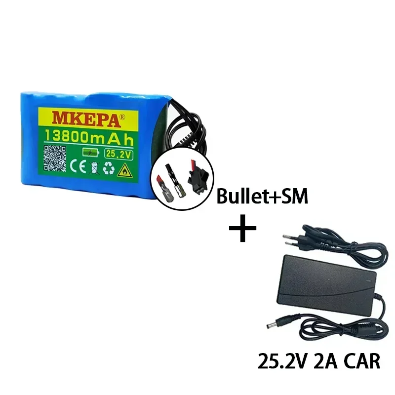 18650 6S1P Rechargeable Lithium Battery Pack, 25.2 V 13800mAh Suitable for Electric Bicycles, Scooters, BMS+Charger Products