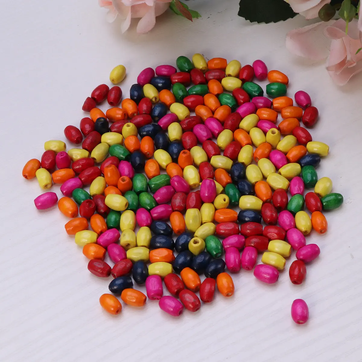 200pcs Mixed Color Wooden Beads for DIY Jewelry Making, Craft Supplies, Door Curtain & Handmade Accessories