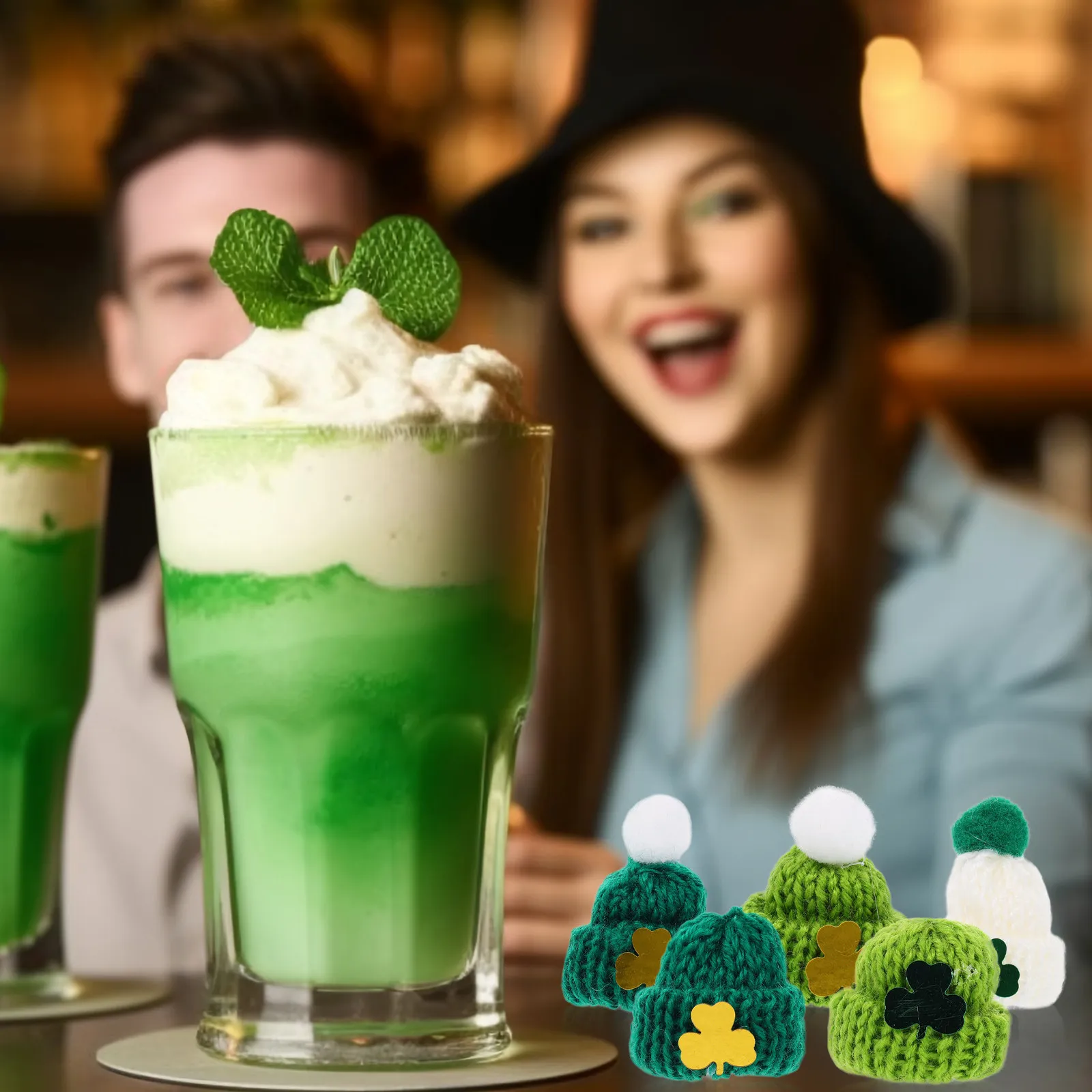 

25 шт. мини-вязаных шапочек, аксессуары ко Дню Святого Патрика, материалы для рукоделия, мини-шапочки из шерстяной пряжи для украшения вечеринки в честь Святого Патрика