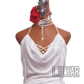 New Latin dance competition costume performance costume white rumba stand cut high slit Liya dance skirt custom size for women
