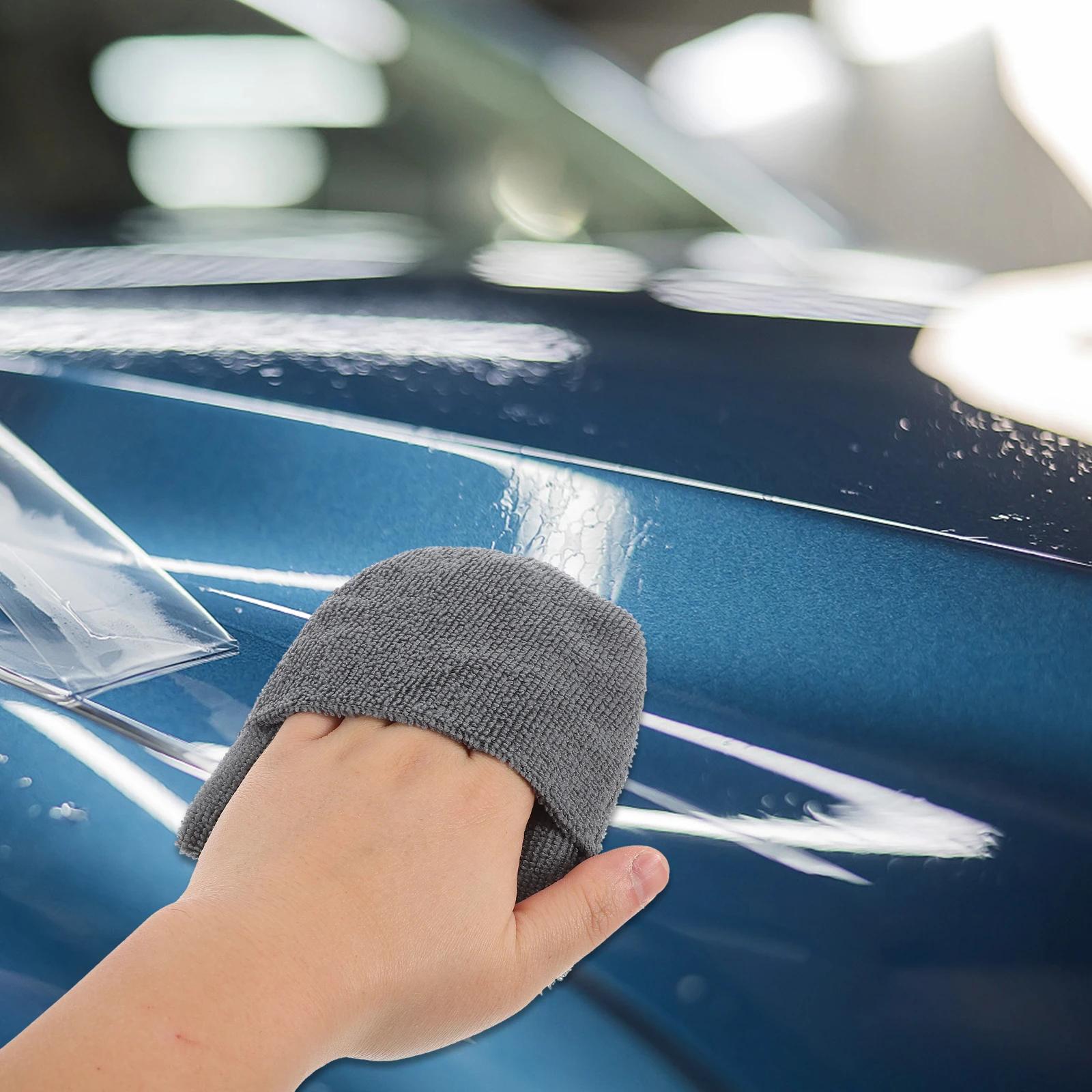 

5pcs Car Detailing Sponges Soft Durable Oval Shape for Washing Waxing Polishing Tire Shine Applicator Pads Grey