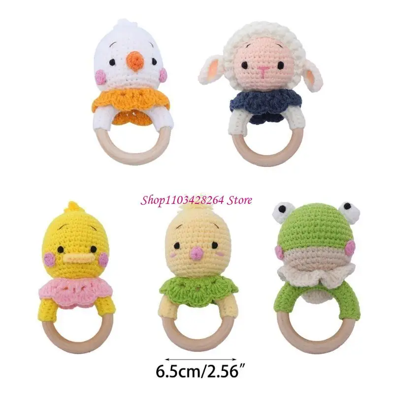Schöne handgefertigte Tierform Teether Toy Häkeln Rassle Beschädigung Spielzeug für Babys