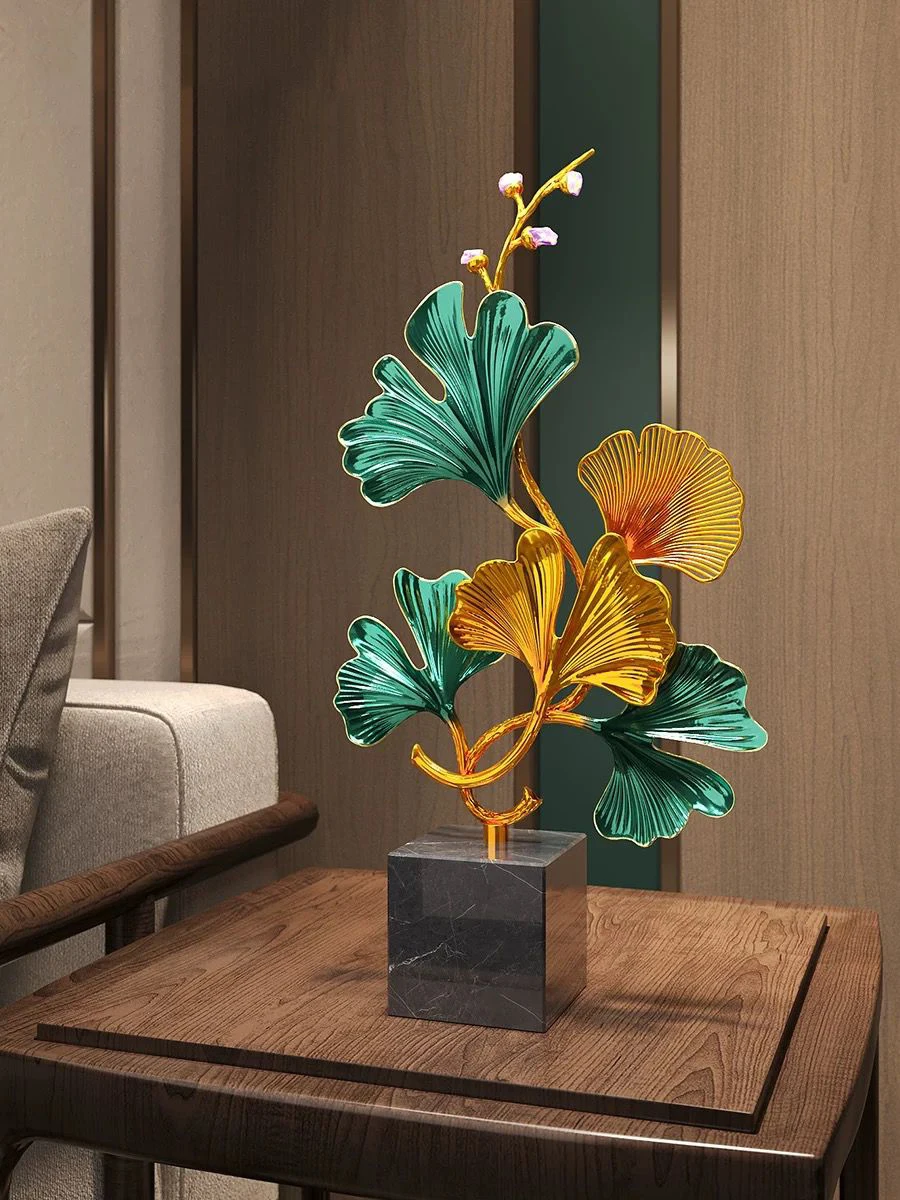 Home Decorations Ginkgo Leaf Ornaments Enamel Craftsmanship Luxurious Living Room Foyer TV Cabinet Decor Housewarming Gifts