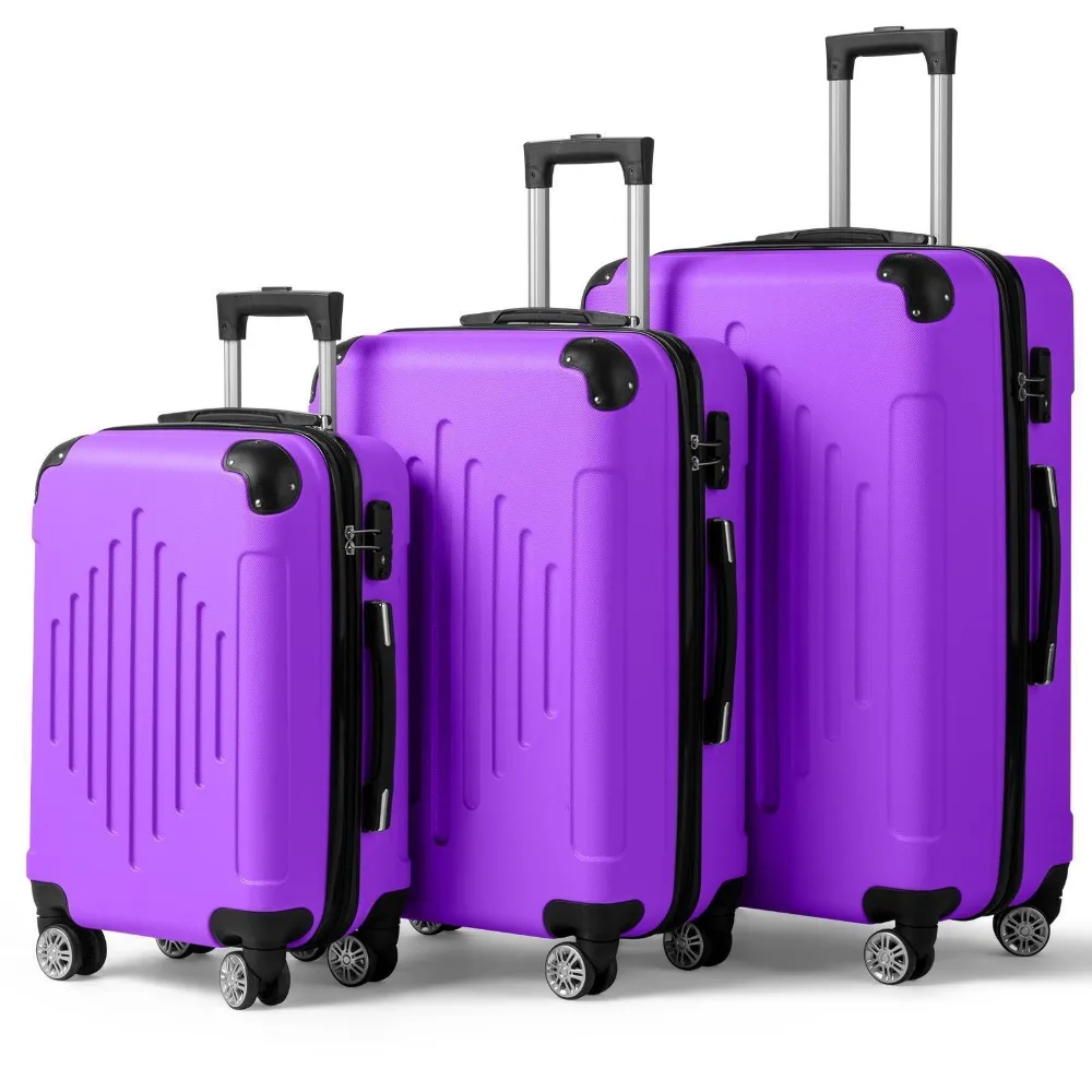 

20" 24" 28" Suitcase PC ABS TSA Luggage 3 Piece Set Lock Spinner Carry on