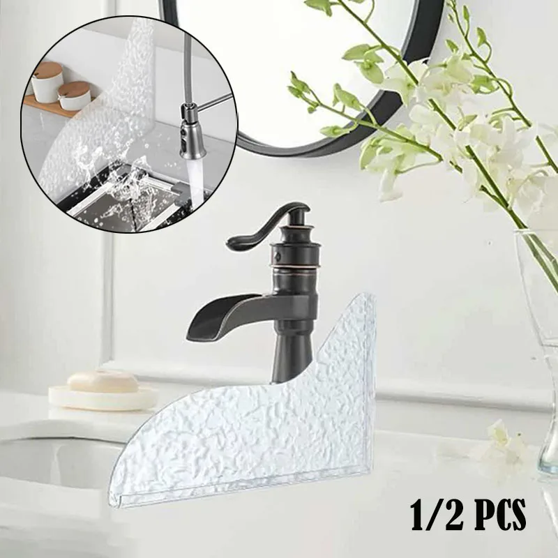 

1/2PCS Acrylic Shower Splash Guards Clear Waterproof Tub Corner Guards with 1 Roll Tape Hand Sink Waterproof Cover for Bathroom