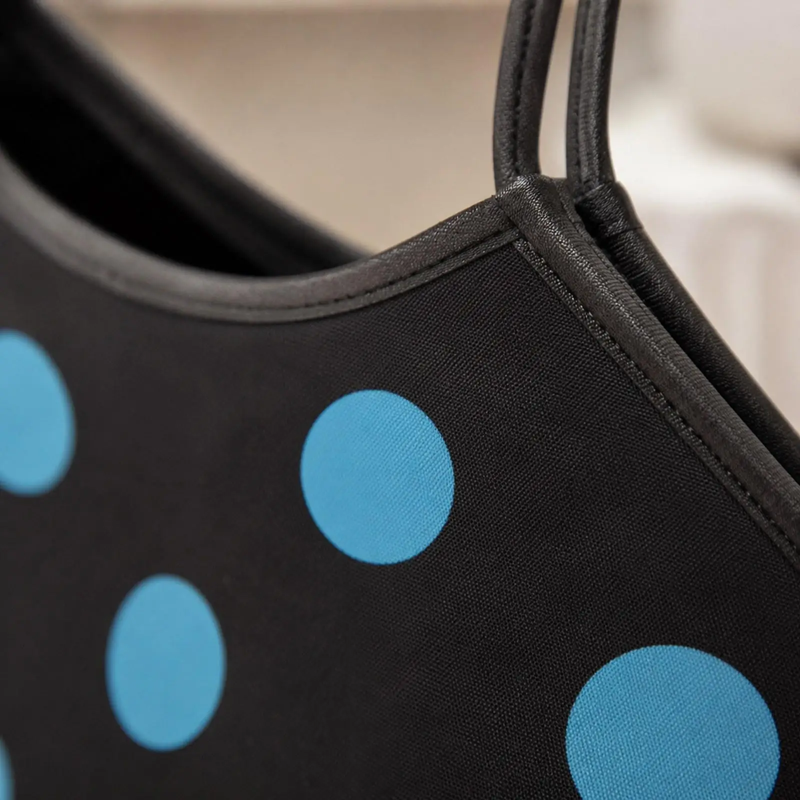 

Stylish Dot Pattern Women Tote Bag Cloth PU Shoulder Handbag Large Capacity for Work and Travel