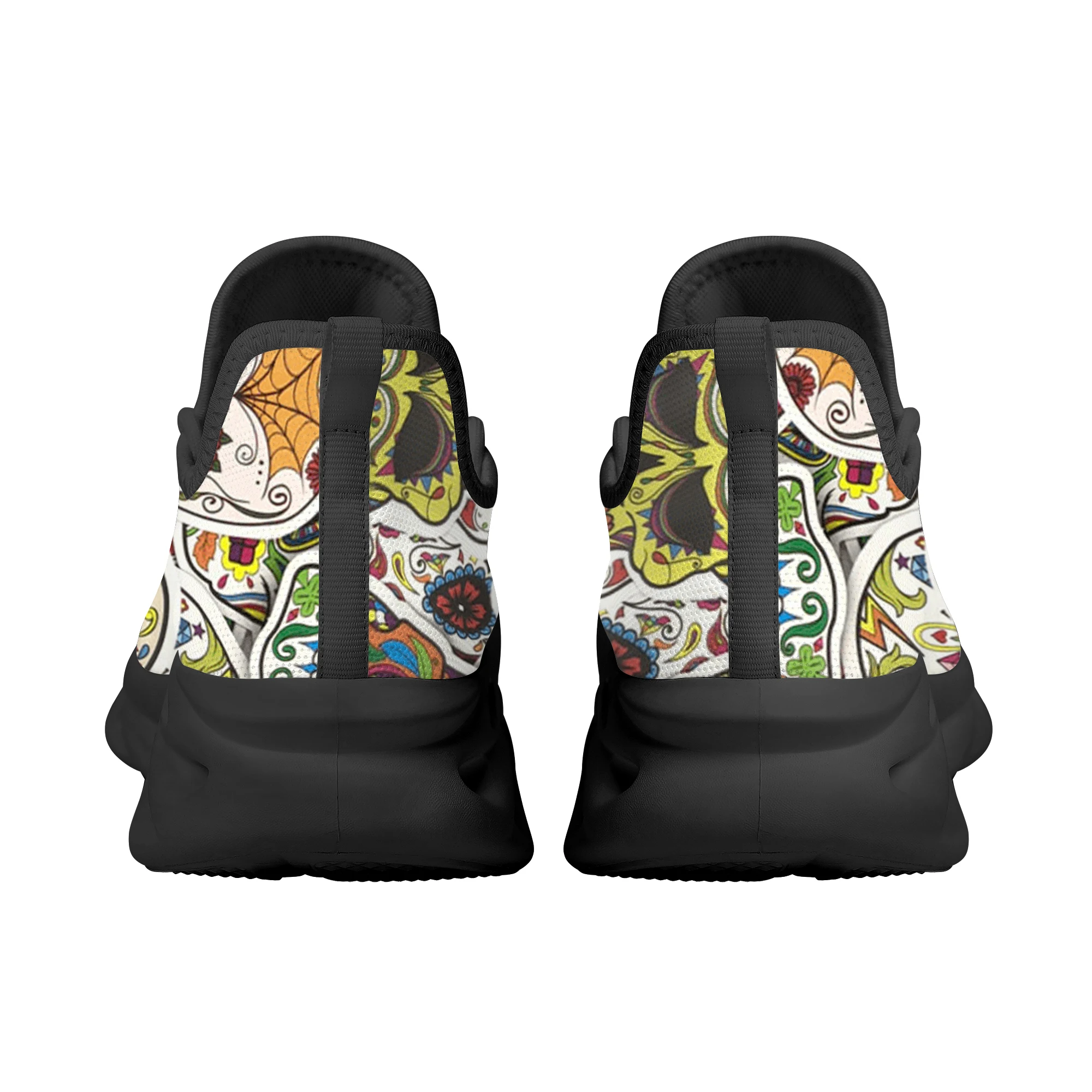 Fashion Skull Skeleton Print Soft Sole Sneakers Non-Slip Outdoor Lace-Up Casual Shoes Elegant Lightweight Walking Shoes Female