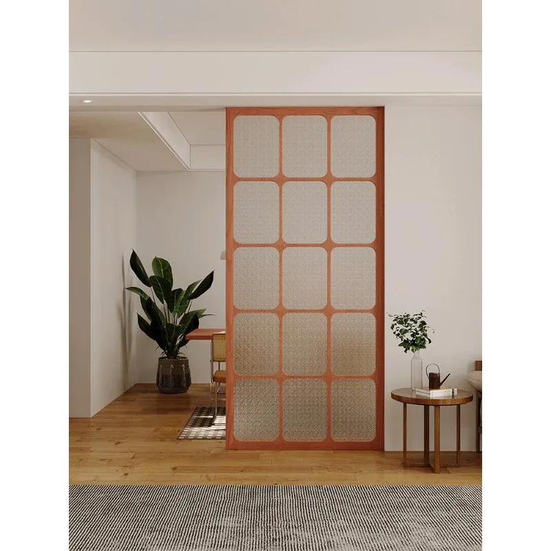 Retro Style Solid Wood Palace Grid Partition Medieval Style Entrance Entrance Living Room Rattan Washstand Screen