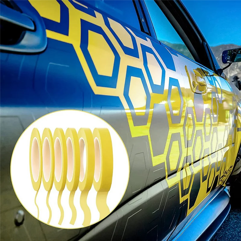 6 Rolls Fine Line Tape 1/16,7/10,1/8,1/4,1/2,3/4 Inch x 55Yard, Fineline Masking Tape, Painters Automotive Masking Tape TQ