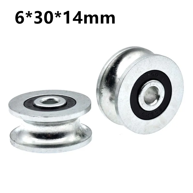 10pcs/40pcs U Groove Guide Wheel 6*30*14mm Steel Pulley bearing Rope Wire Conductor Roller 6x30x14 mm
