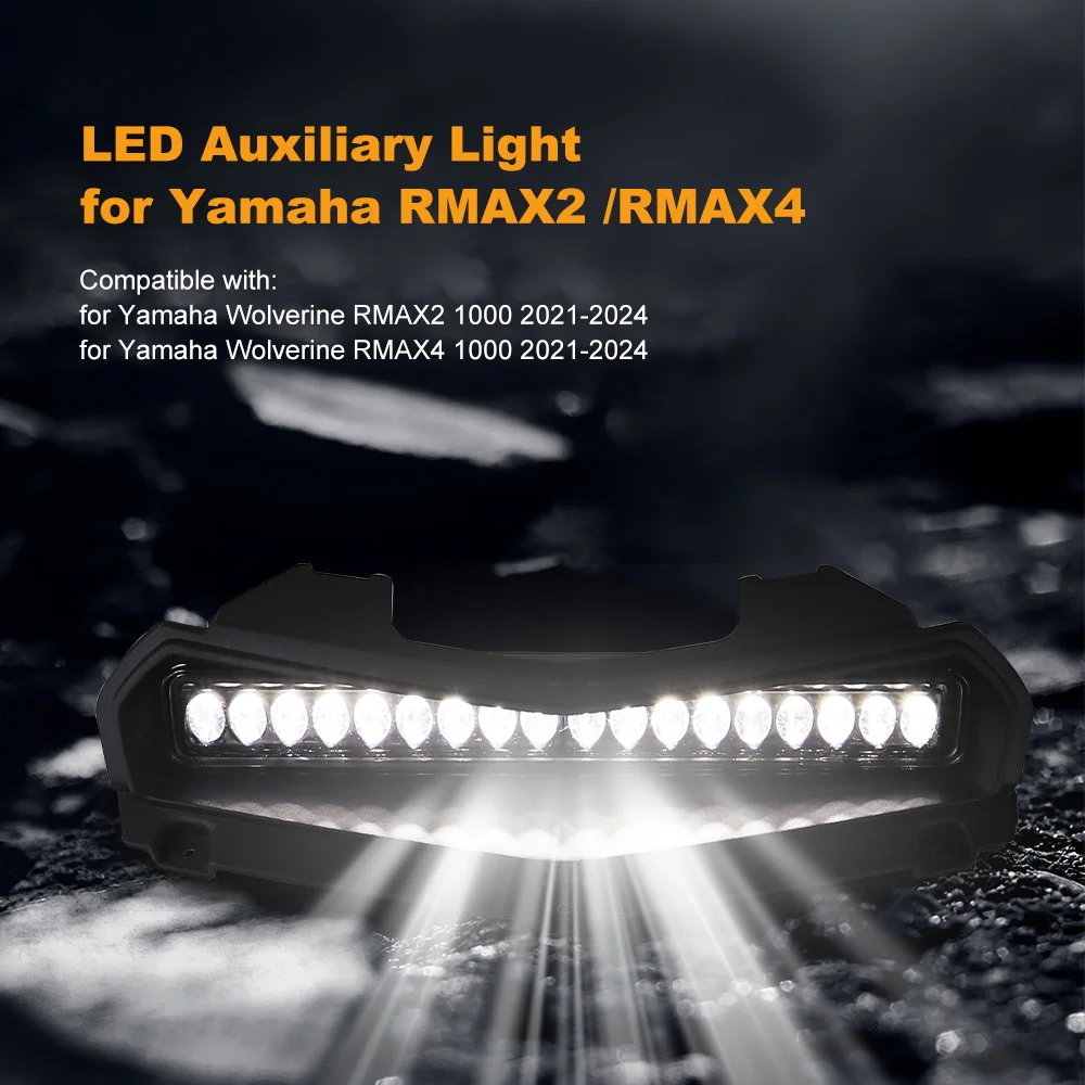 Front LED Auxiliary Spot Light Hood Scoop Light for Yamaha Wolverine RMAX2 1000 2021-2024 RMAX4 1000 2021-2024