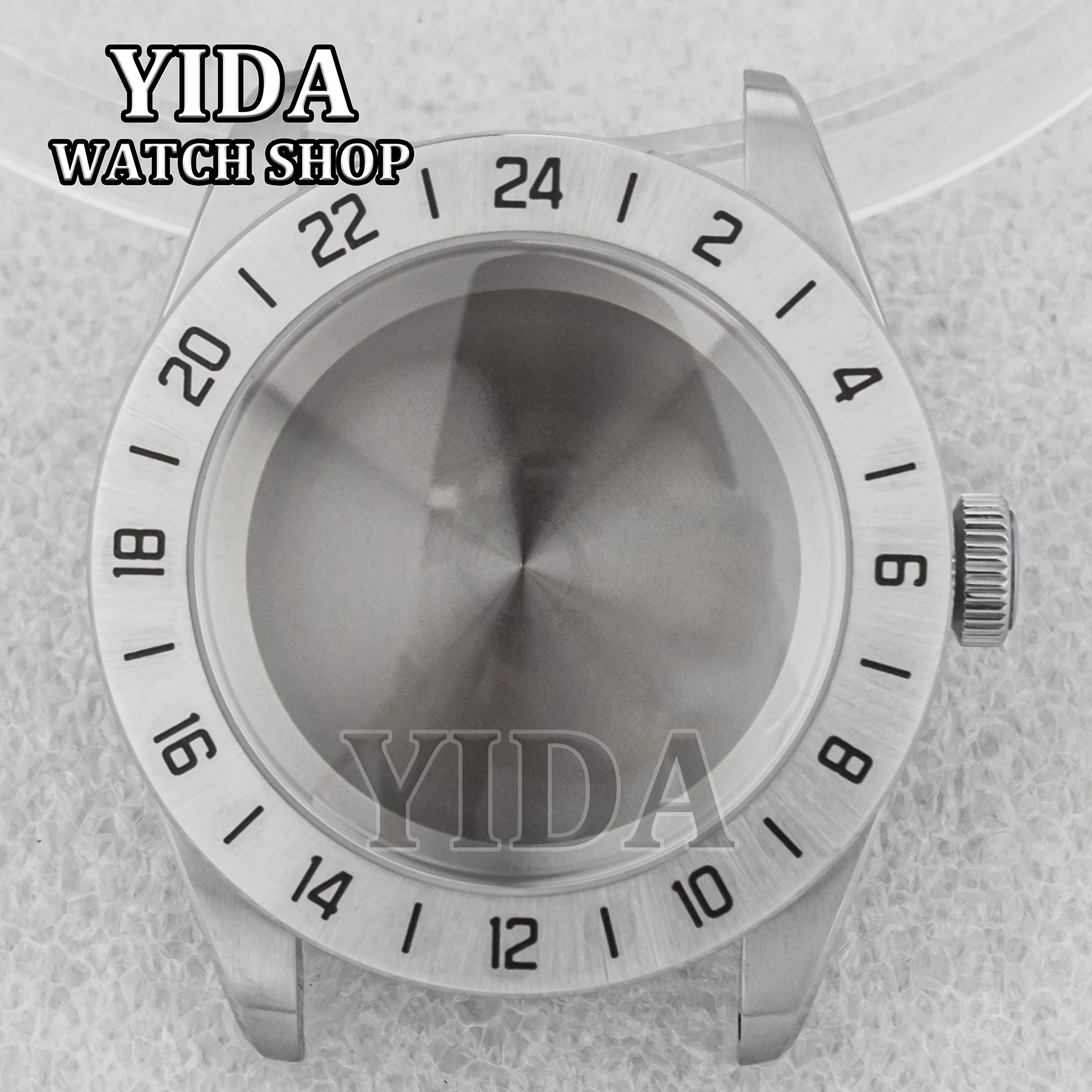 39mm Watch Case Fixed 24 Hour Bezel Sapphire Glass Solid Stainless Steel For NH35 NH36 ETA2824 Automatic Movement Watches Parts