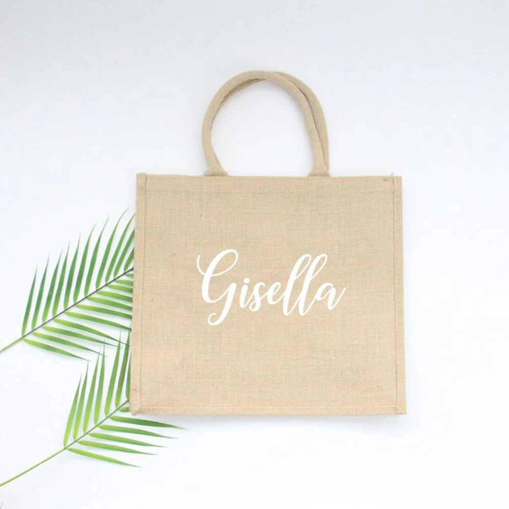 

Personalized Burlap Bag Bridesmaid Tote Bag Gift Wedding Welcome Bridesmaid Bag Jute Shopping Beach Handbag Wedding Gift