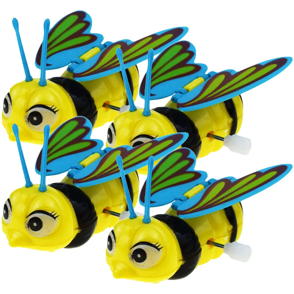 

4Pcs Bee Shaped Wind Up Funny Kids Playthings Durable Metal ABS Material Easter Children Accessories Compact Size