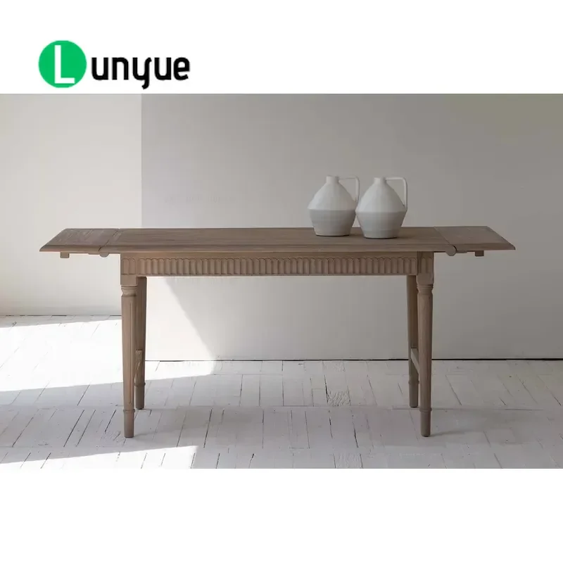 French Country Wooden Dining Table Set Rustic Farmhouse Kitchen Countertop Decor Solid Wood Mesa for Living Room Home