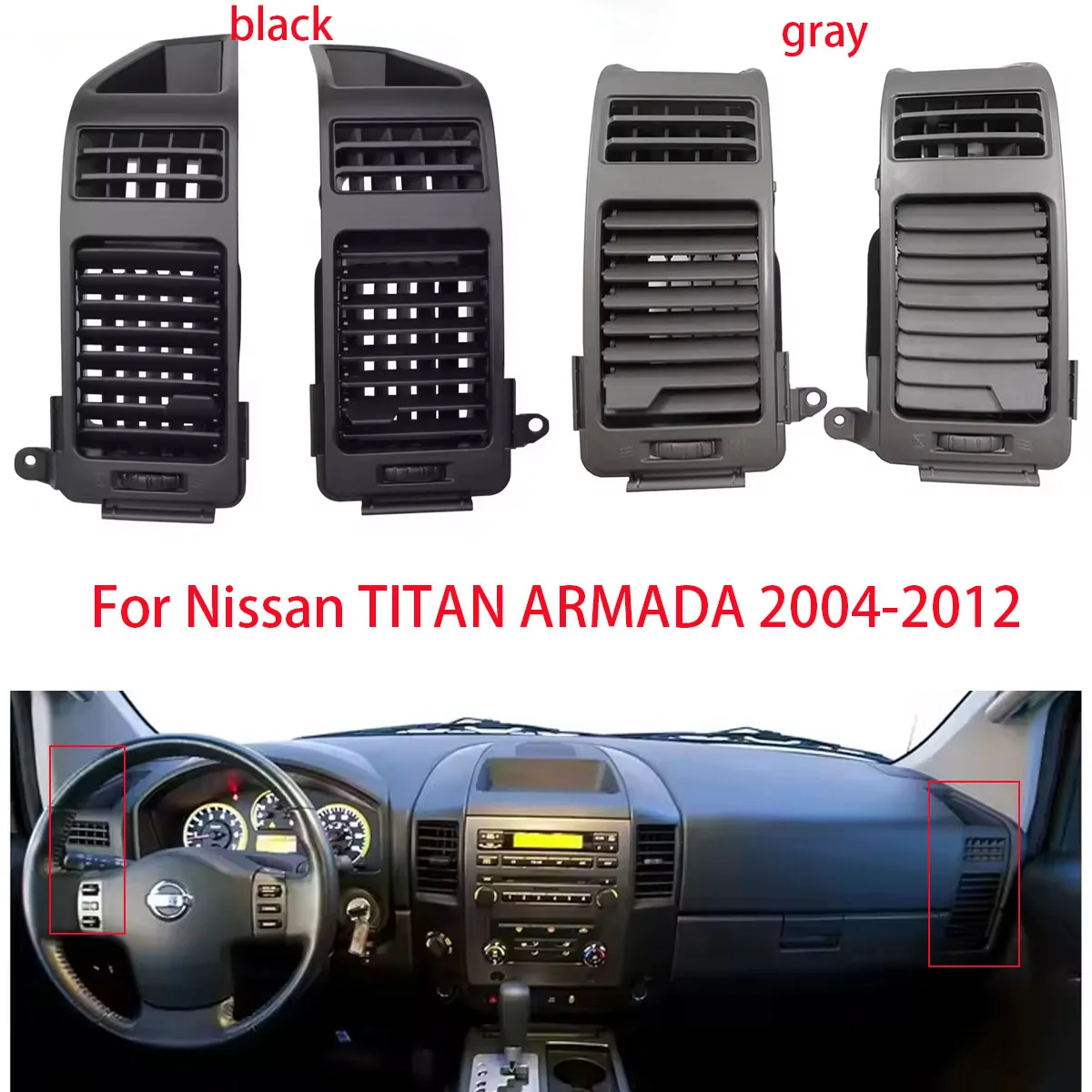 

AC Vent Assembly Grille Black Durable Directly Replace Car Air Vent Outlet Panel Grille for Nissan Titan 2004-2012