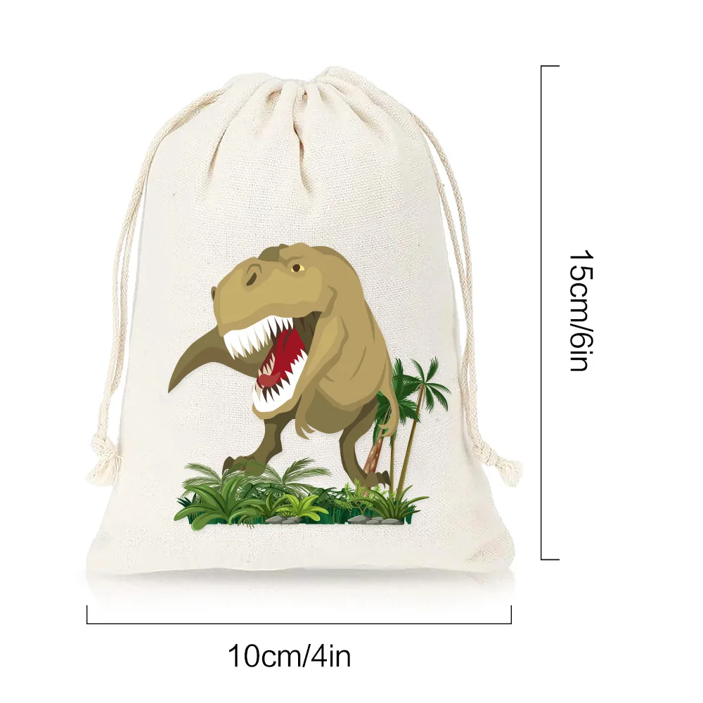 20 pcs/lot 20*30 cm 7.8*11.7 pouces cordon de serrage dinosaure sac en coton pochettes à cordes cadeau pour enfants bonbons et collations sacs d'emballage