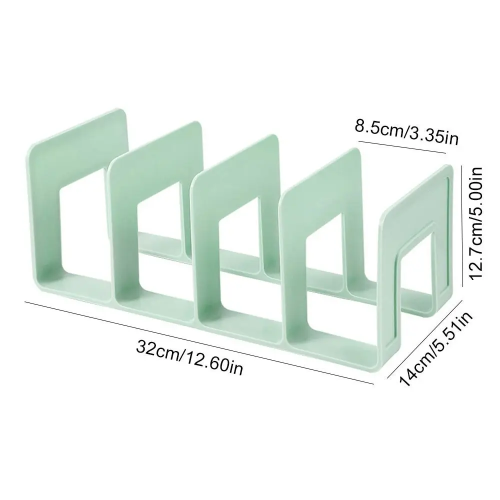 1Pcs New 4 Grids Bookends Stand Plastic Macaron Colored Book Holder Book Storage Rack School Stationery