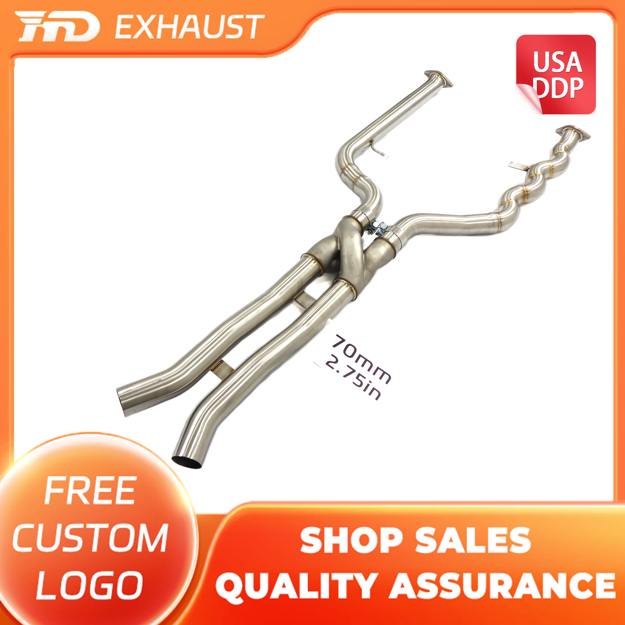 

HMD Hot Sales SS304 Exhaust Middle Pipe for BMW M3 M4 G8X With Z Pipe Racing Sport Car Exhaust Pipe for car