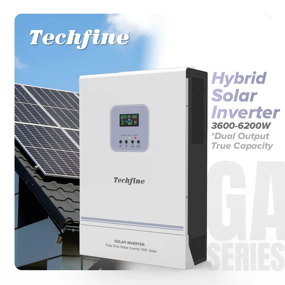 Techfine 5.5kw 5KW 48v 5000w pure sine wave mppt off grid hybrid solar inverter 5 kw without battery