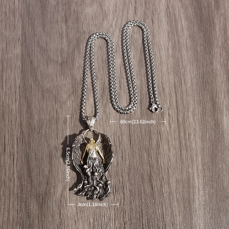 Creativity Mother of Purgatory Demons Pendant Wing Angel Goddess Pendant Necklace for Men Trend Punk Gothic Women Jewelry image 6