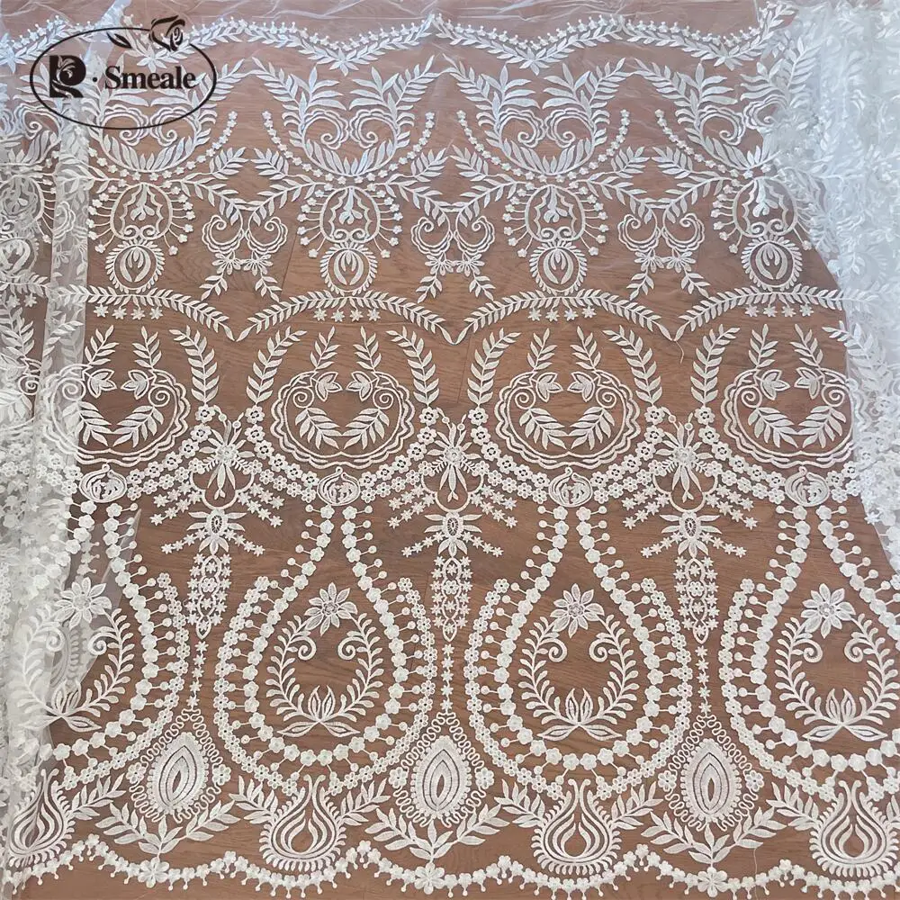 Mit Pailletten bestickter Spitzenstoff, große Blumen, Hochzeitskleid, DIY-Accessoires, weiße Haut, RS4043 – Detail 2