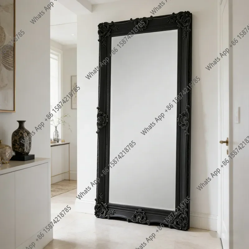X5 Dress Mirror Clothing Store Fitting Art Floor Mirror Retro Wood Carving Full Body Designer