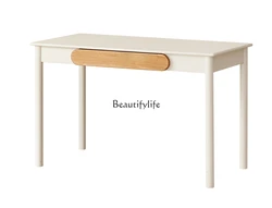 Mesa de madeira maciça estilo creme simples branco escrita estudante mesa de leitura doméstica