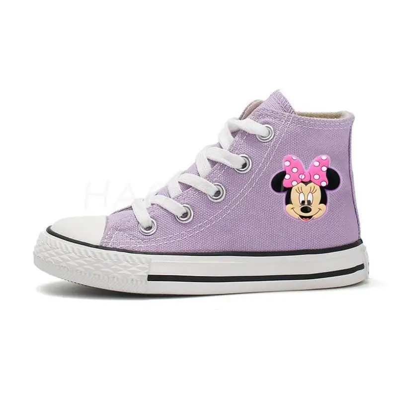 Disney Kids shoes for girl children canvas shoes boys sneakers Minnie autumn girls shoes White High Solid fashion Children shoes