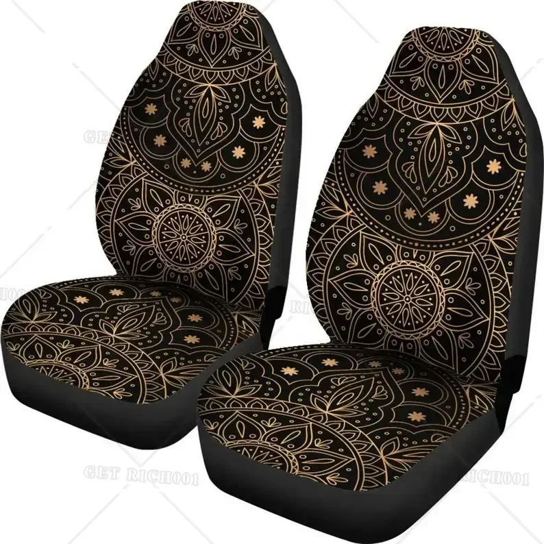 Funda asiento coche con Mandala dorada, accesorios coche Hippie espiritual, fundas asiento florales, regalo para él, estampa