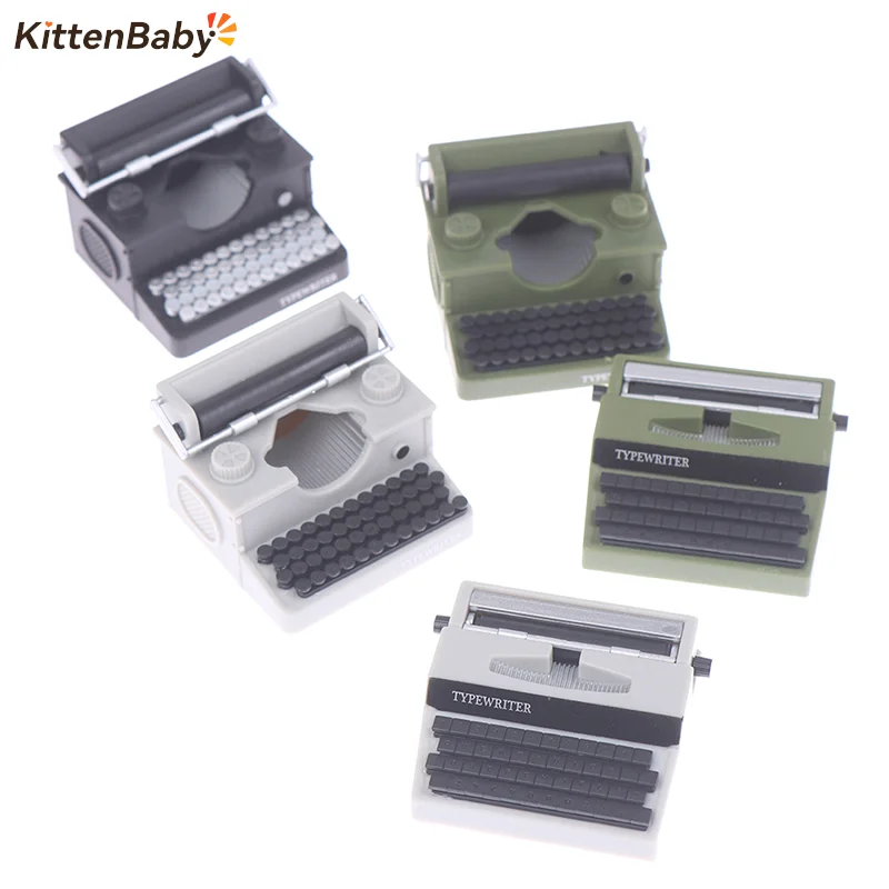 1: 12 Doll House Mini Ornaments Simulation Typewriter Doll Toy Scene Props Doll House Mini Typewriter Model