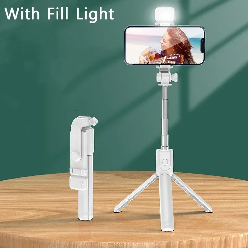 Selfie Stick Wireless Bluetooth Selfies Stick with Fill Light Foldable Portable Tripod for Mobile Phone for Android IOS TikTok