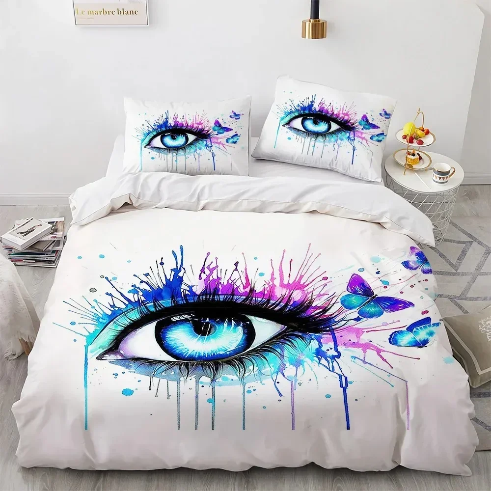 Big Eye Duvet Cover Cover Colourful Painting Art Comforter Cover King Queen Size for Teens Adults Kids Polyester Bedding Set
