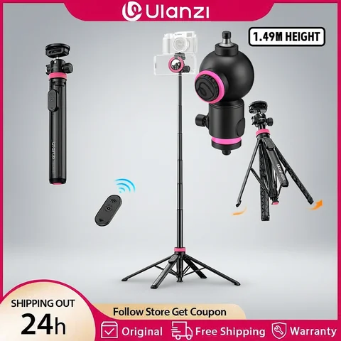 Ulanzi MT-44M 1.49M Magsafe Tripod Stand for Iphone Android Smartphone Camera DSLR Selfie Stick with 360° Ballhead for Vlog Live
