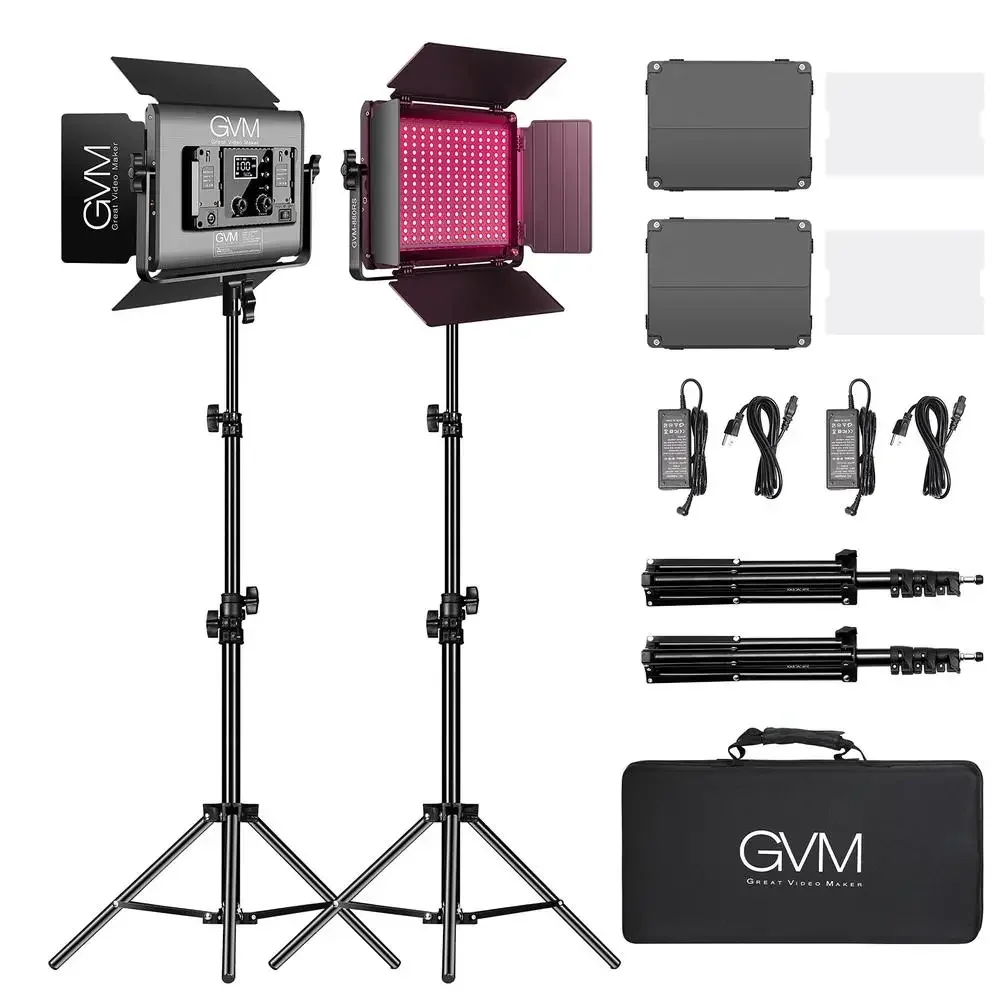 High Power 60W RGB LED Video Light Kit 2-Pack Bluetooth Controlled Photography Studio Lighting Panel