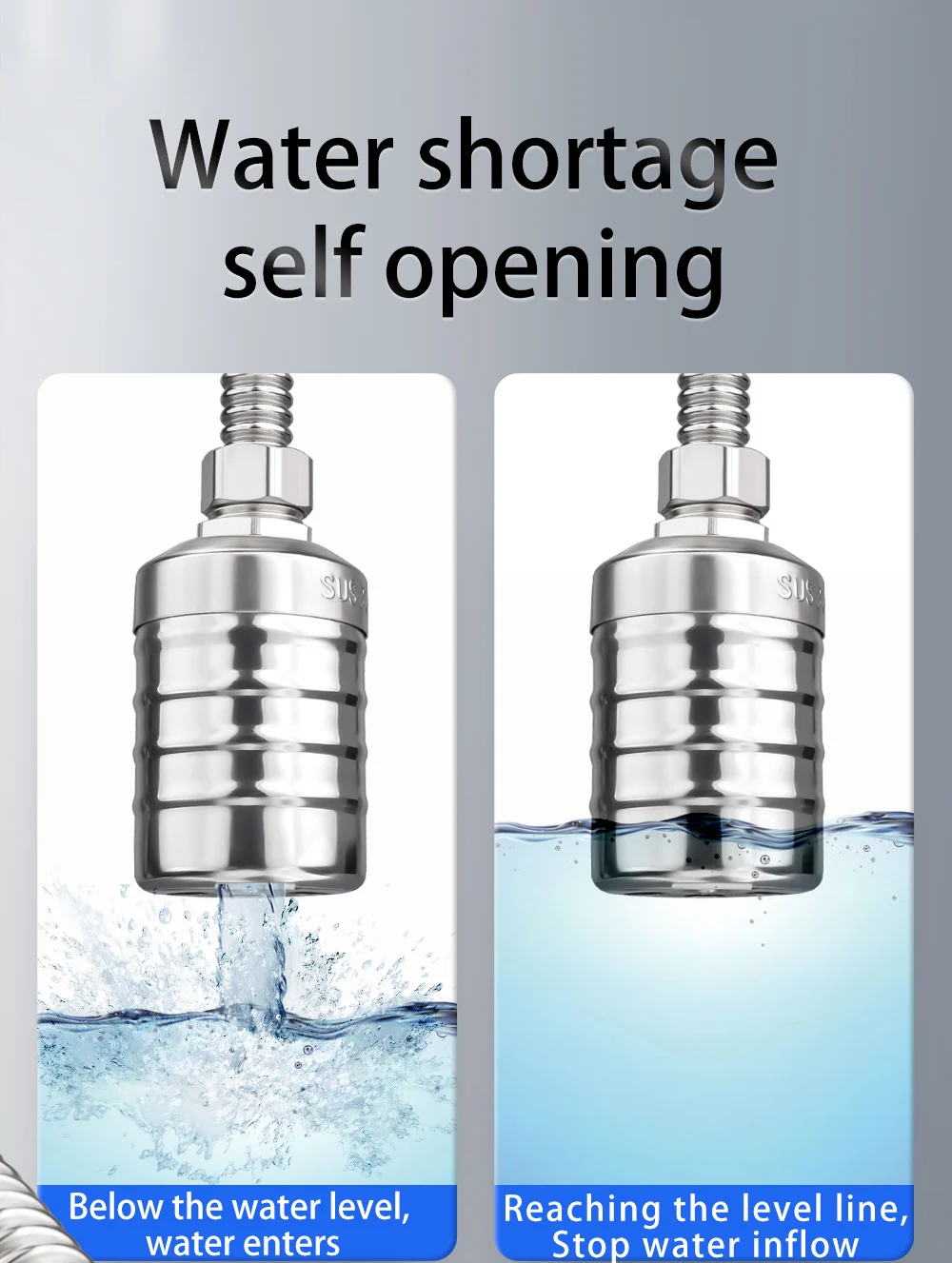 Automatisches Wasserstandsregelventil aus Edelstahl 304, 1/2 Zoll, 3/4 Zoll, 1 Zoll, großer Durchfluss, Schwimmerkugelhahn, Turm-Pool-Schalter, Lebensmittelqualität – Detail 4