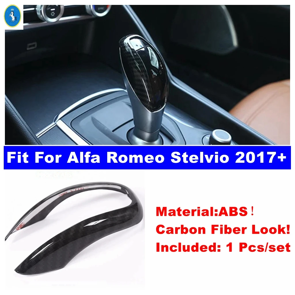 

Car Gear Shift Knob Gear Head Handle Sticker Cover Trim For Alfa Romeo Stelvio 2017 - 2020 ABS Carbon Fiber Exterior Accessories