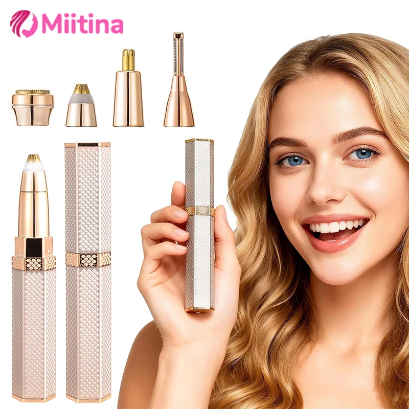 

4 In 1 Lipstick Shaver Painless Mini Hair Removal Shaver Electric Nose Hair Epilator Face Sensitive Areas Bikini Depilator Care