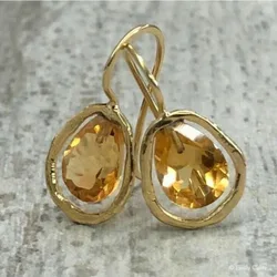Gorgeous Fashion Earrings Round Yellow Stone Jewelry Gold Color Dangle Earrings Party Gift